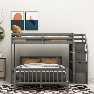 Twin Over Full Loft Bed With Staircase - ModernLuxe - Image 2