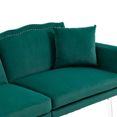 Modern Velvet Upholstered Loveseats Sofa With 2 Pillows-ModernLuxe - Image 12