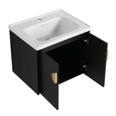 Bathroom Vanity With Sink And Soft Close Door For Small Bathrooms, Black - ModernLuxe - Image 9
