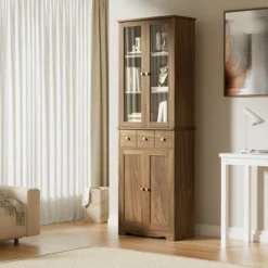 3-Tier Modern Home Office Large Storage Bookshelf, Natural - ModernLuxe