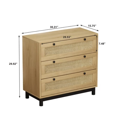 30.31" 3-Drawer Rope Braid Dresser, Oak - ModernLuxe - Image 2