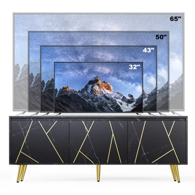 Modern TV Stand For 65" TV With Large Storage, Black - ModernLuxe - Image 3