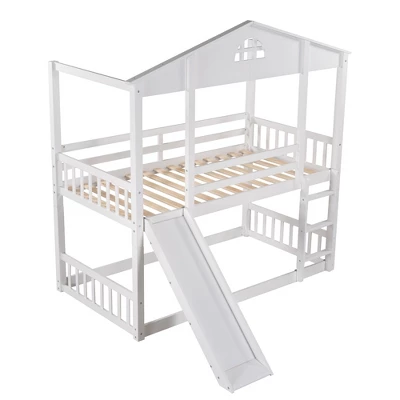 Twin Over Twin House Shaped Bunk Bed With Convertible Slide And Ladder-ModernLuxe - Image 7