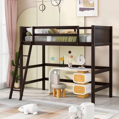 Twin Size Wood Loft Bed With Ladder-ModernLuxe - Image 10